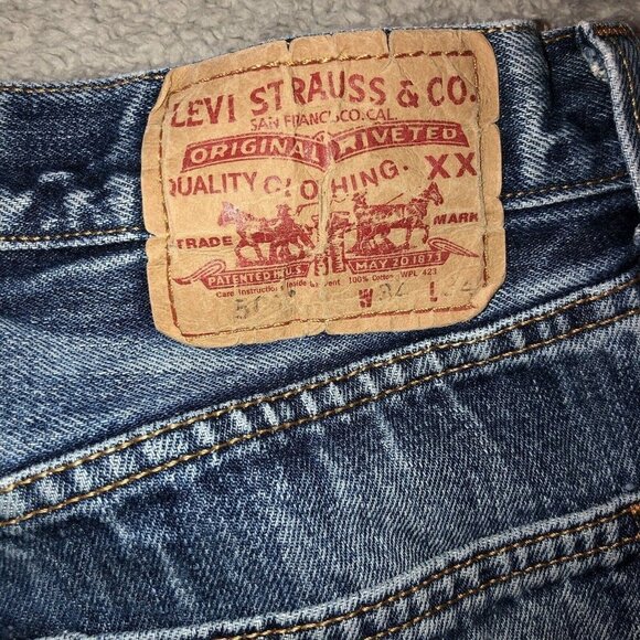 Vintage LEVIS 501 Straight Leg Button Fly Med Stonewash Denim Jeans Sz 34 - Picture 11 of 13